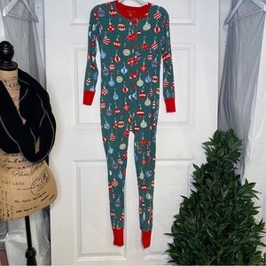little Blue House by Hatley DECK THE HALLS Christmas Union Suit Pajamas Size XS
